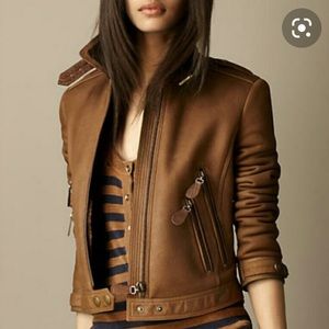 Burberry Brit shearling brown aviator coat 8